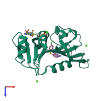 PDB entry 3kfy coloured by chain, top view.
