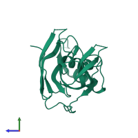 PDB entry 3kg4 coloured by chain, side view.
