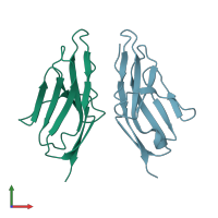 PDB entry 3kg5 coloured by chain, front view.