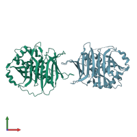 PDB entry 3kg9 coloured by chain, front view.