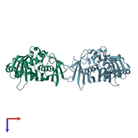 PDB entry 3kg9 coloured by chain, top view.