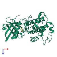 PDB entry 3kga coloured by chain, top view.