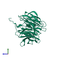 PDB entry 3kgg coloured by chain, side view.