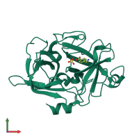 PDB entry 3kgp coloured by chain, front view.