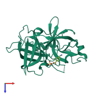 PDB entry 3kgp coloured by chain, top view.