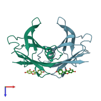 PDB entry 3kgu coloured by chain, top view.