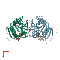 PDB entry 3kgy coloured by chain, top view.