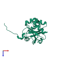 PDB entry 3kh7 coloured by chain, top view.