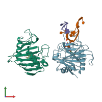 PDB entry 3khc coloured by chain, front view.