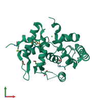 PDB entry 3khi coloured by chain, front view.