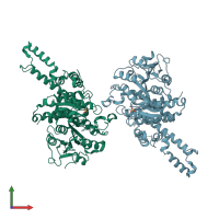 PDB entry 3khk coloured by chain, front view.