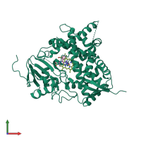 PDB entry 3khm coloured by chain, front view.