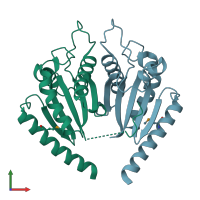 PDB entry 3khn coloured by chain, front view.