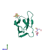 PDB entry 3khq coloured by chain, side view.