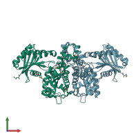 PDB entry 3khy coloured by chain, front view.
