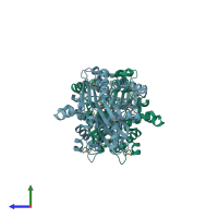 PDB entry 3khy coloured by chain, side view.