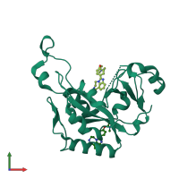 PDB entry 3ki1 coloured by chain, front view.
