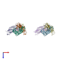 PDB entry 3kj4 coloured by chain, top view.