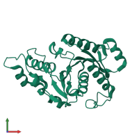PDB entry 3kje coloured by chain, front view.