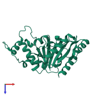 PDB entry 3kje coloured by chain, top view.