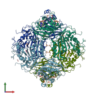 PDB entry 3kjs coloured by chain, front view.