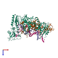 PDB entry 3kjv coloured by chain, top view.