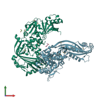 PDB entry 3kk7 coloured by chain, front view.