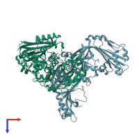 PDB entry 3kk7 coloured by chain, top view.