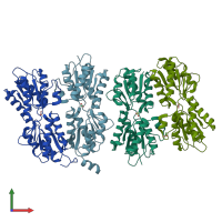 PDB entry 3kke coloured by chain, front view.