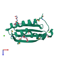 PDB entry 3kkf coloured by chain, top view.