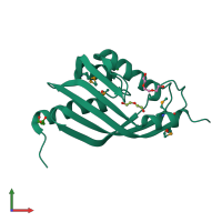 PDB entry 3kkg coloured by chain, front view.