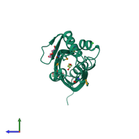 PDB entry 3kkg coloured by chain, side view.