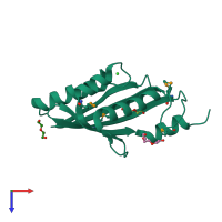 PDB entry 3kkg coloured by chain, top view.