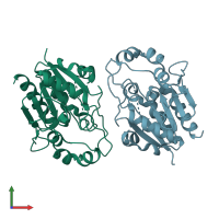 PDB entry 3kkl coloured by chain, front view.