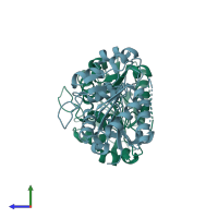 PDB entry 3kkl coloured by chain, side view.