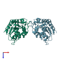 PDB entry 3kkl coloured by chain, top view.