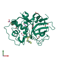 PDB entry 3kku coloured by chain, front view.