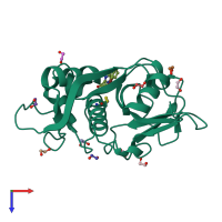 PDB entry 3kku coloured by chain, top view.