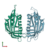 PDB entry 3kl1 coloured by chain, front view.