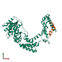 PDB entry 3kl4 coloured by chain, front view.