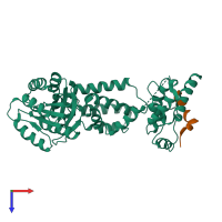 PDB entry 3kl4 coloured by chain, top view.