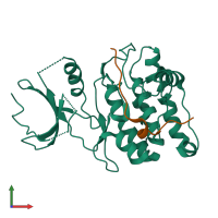 Hetero dimeric assembly 2 of PDB entry 3kl8 coloured by chemically distinct molecules, front view.