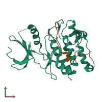 Hetero dimeric assembly 3 of PDB entry 3kl8 coloured by chemically distinct molecules, front view.