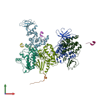 PDB entry 3kl8 coloured by chain, front view.