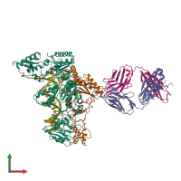 PDB entry 3klh coloured by chain, front view.