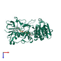PDB entry 3klj coloured by chain, top view.