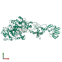 PDB entry 3klk coloured by chain, front view.