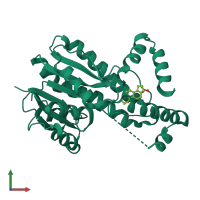 PDB entry 3klp coloured by chain, front view.
