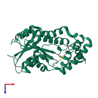 PDB entry 3klp coloured by chain, top view.