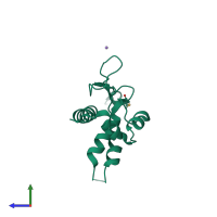 PDB entry 3klu coloured by chain, side view.